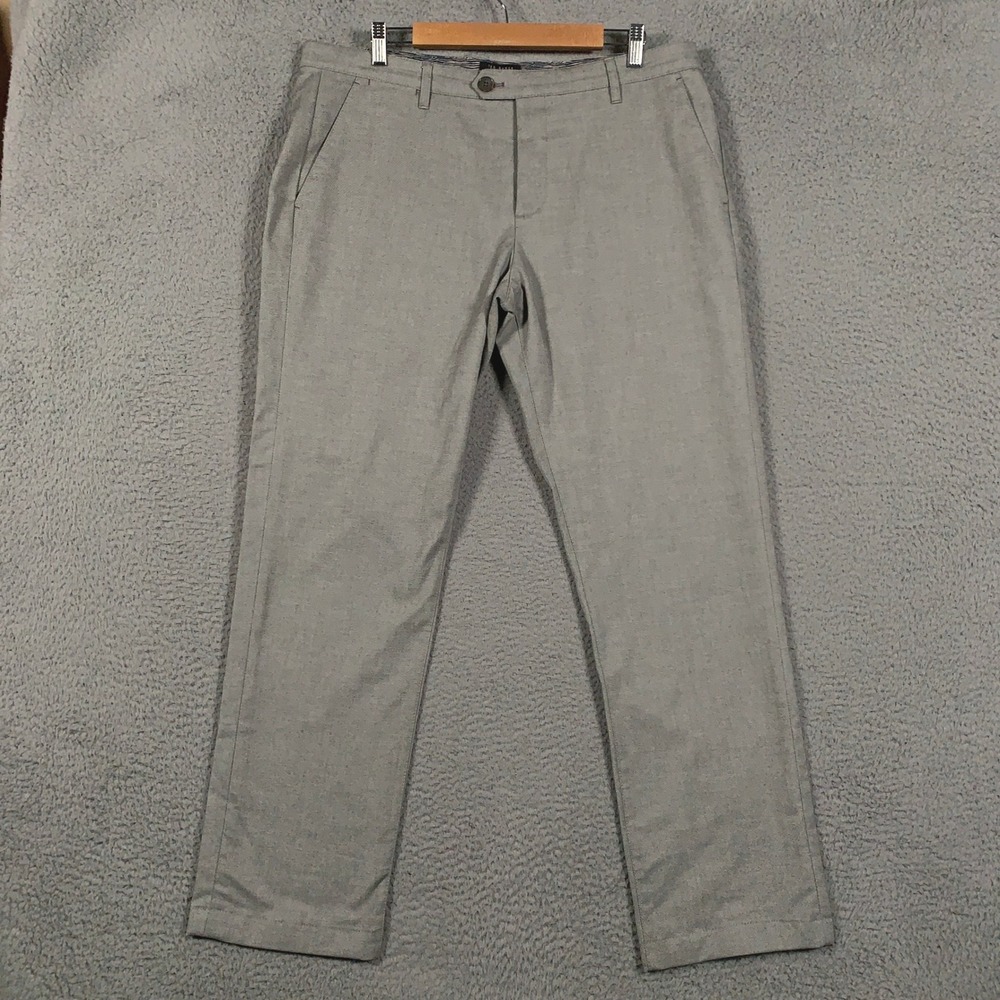 Ted Baker Volvek Chino Trouser Men 38R Grey Modern Fit Cotton Blend Stretch Pant